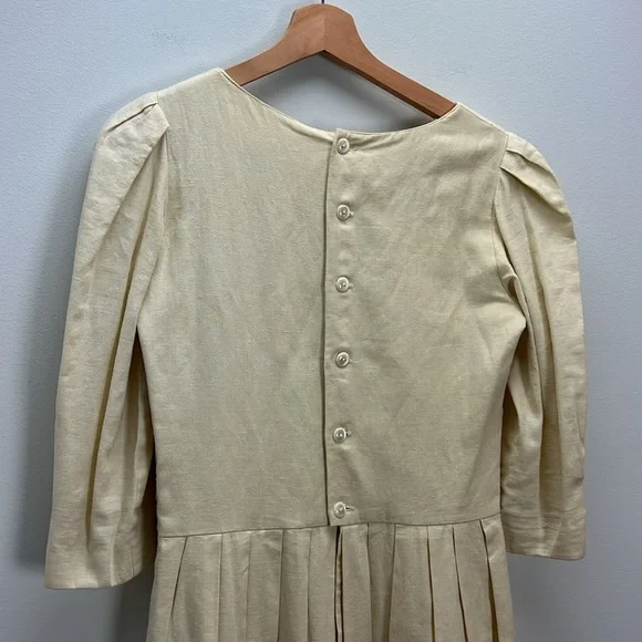 Vintage Lanz Original Cottagecore Maxi Dress Linen Cream Prairie Wedding Size 6 - Picture 10 of 12